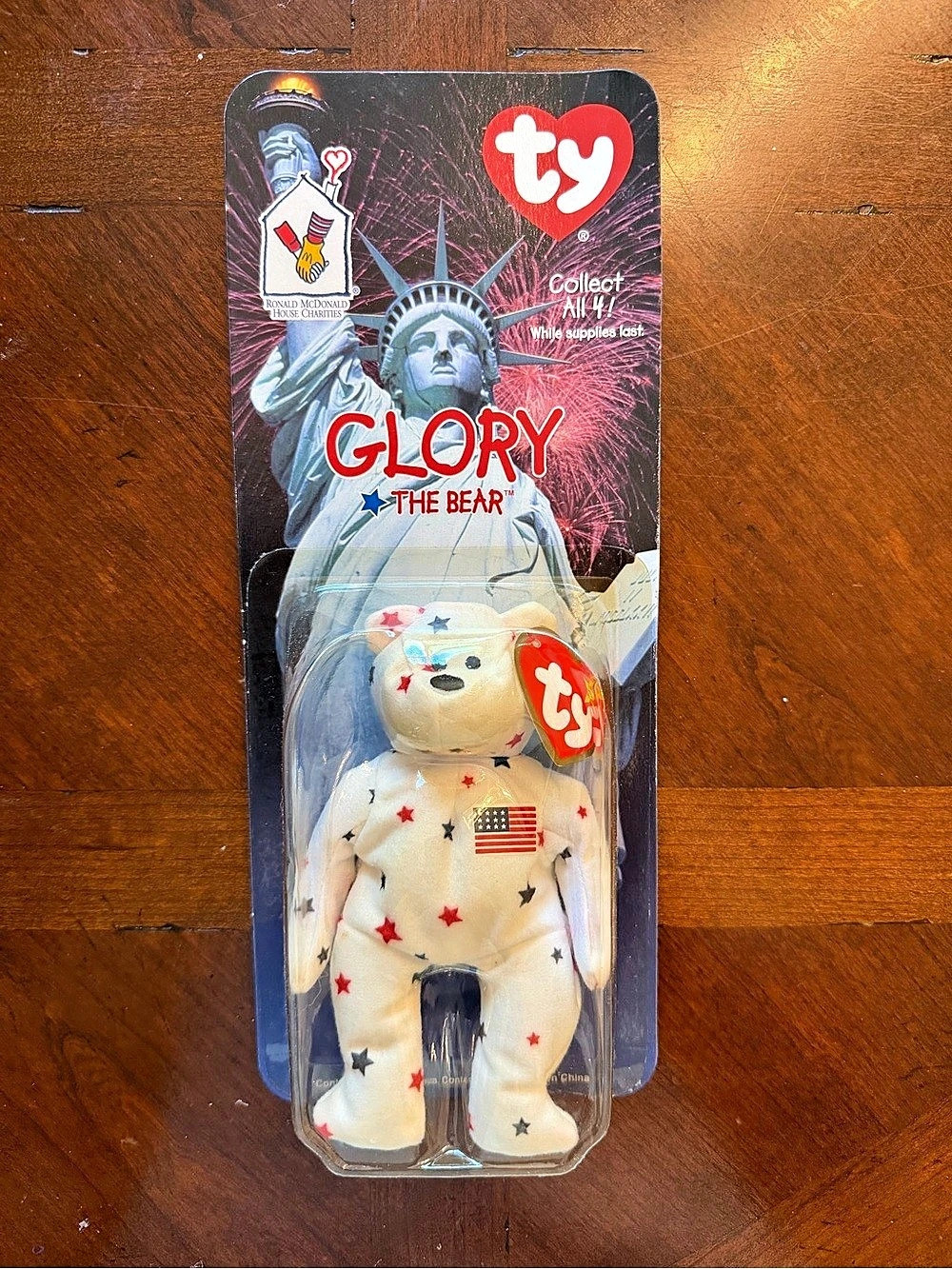 Ty Glory the Bear Beanie Baby Plush NWT White & Red